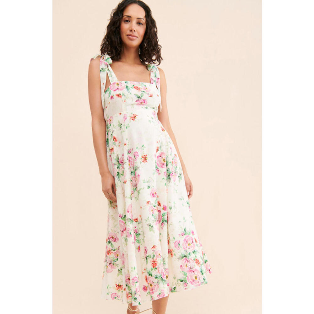 Anthropologie x Yumi Kim - Floral Maternity Midi Dress with Tie Straps, Size M